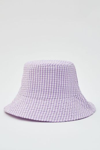 Gorro bucket lila cuadros 