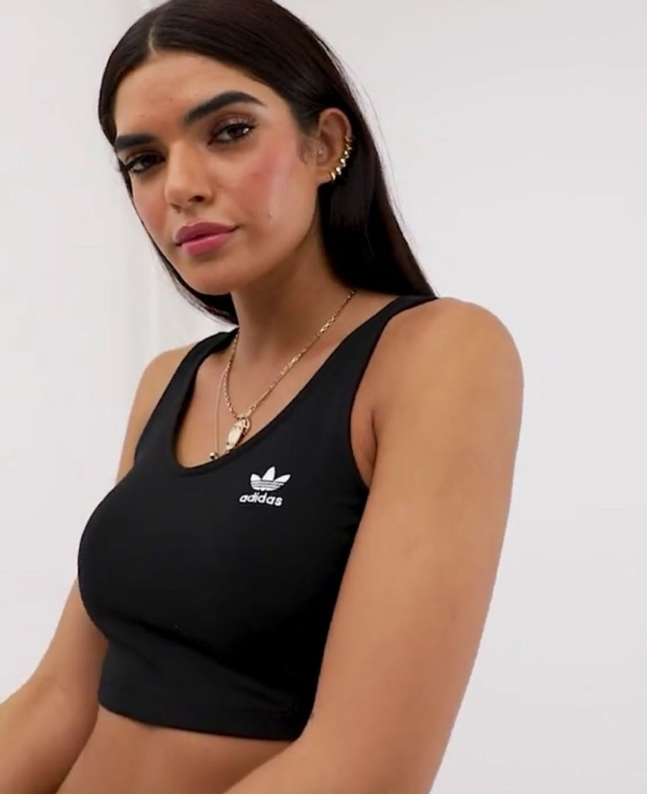 Products Adidas Originals three stripe crop top in black