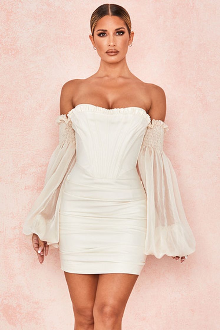 Moda Clothing : Structured Dresses : 'Beau' Ivory Draped Corset Dress