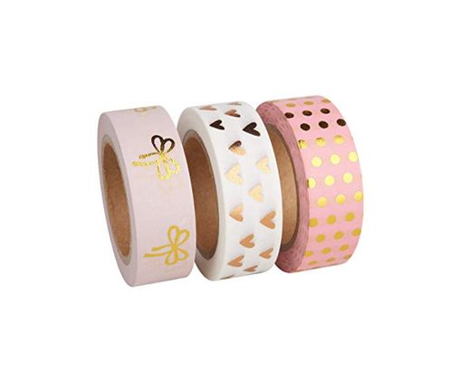 Rayher 60893000 Washi Tape Set Rose/oro Foil