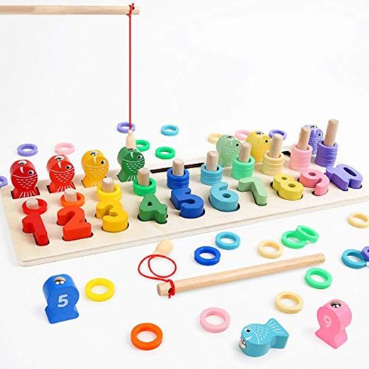 LBLA Niños Puzzle de Bloques de Madera Montessori Tablero de Conteo de