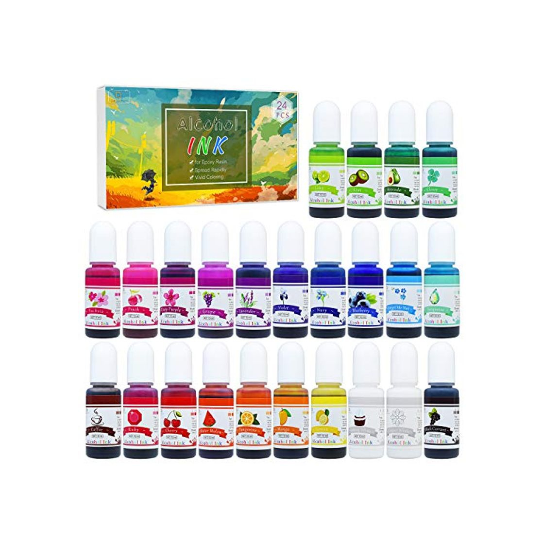 Product Alcohol Ink Set - 24 Colores Tinta Alcohol para Pintura de Resina