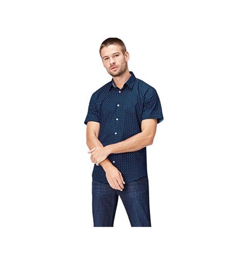 Marca Amazon - find. Camisa Hombre, Azul