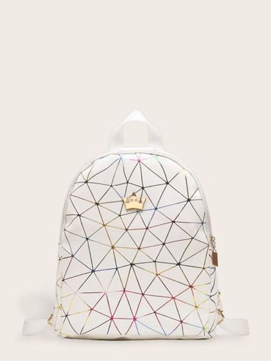 Crown Decor Geometric Print Backpack | SHEIN USA
