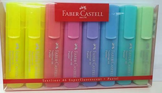 Faber-Castell 154681 - Estuche con 8 marcadores fluorescentes tonos pastel y 2