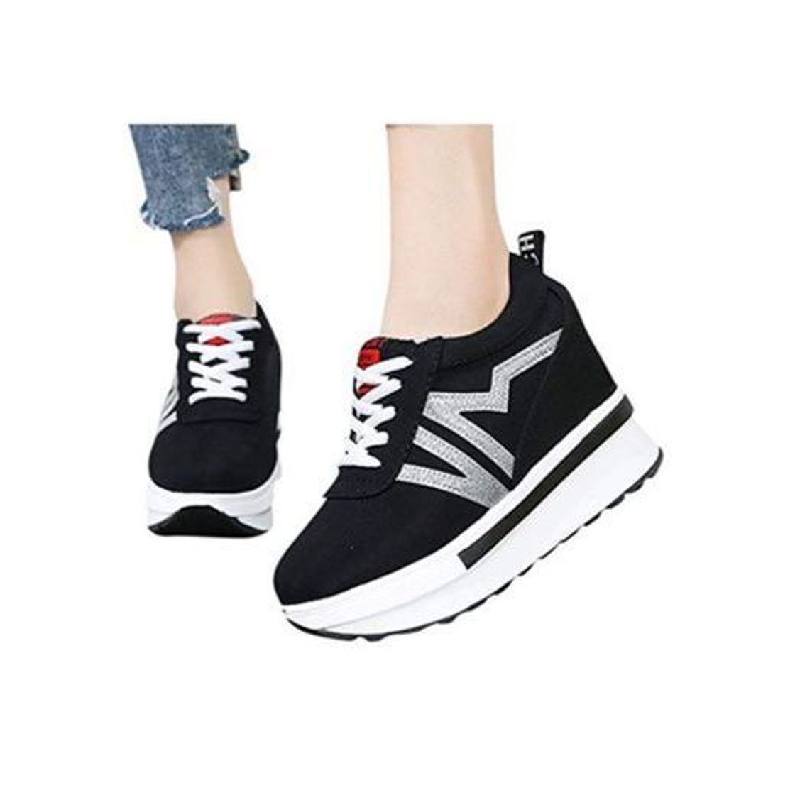 Producto Berimaterry Zapatillas para Mujer Moda Casual Lona Plataforma Gruesa con Cordones CuñAs Zapato De Trabajo Zapatos para Damas Zapatillas de Plataforma Cuña Deportivo para Mujer Primavera