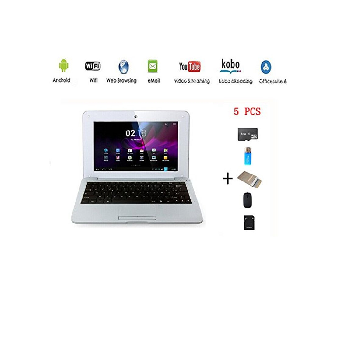 Social G-Anica® Netbook Ordenador portátil Android 4.4 (WIFI, 1.5GHz 512MB de RAM, 4GB