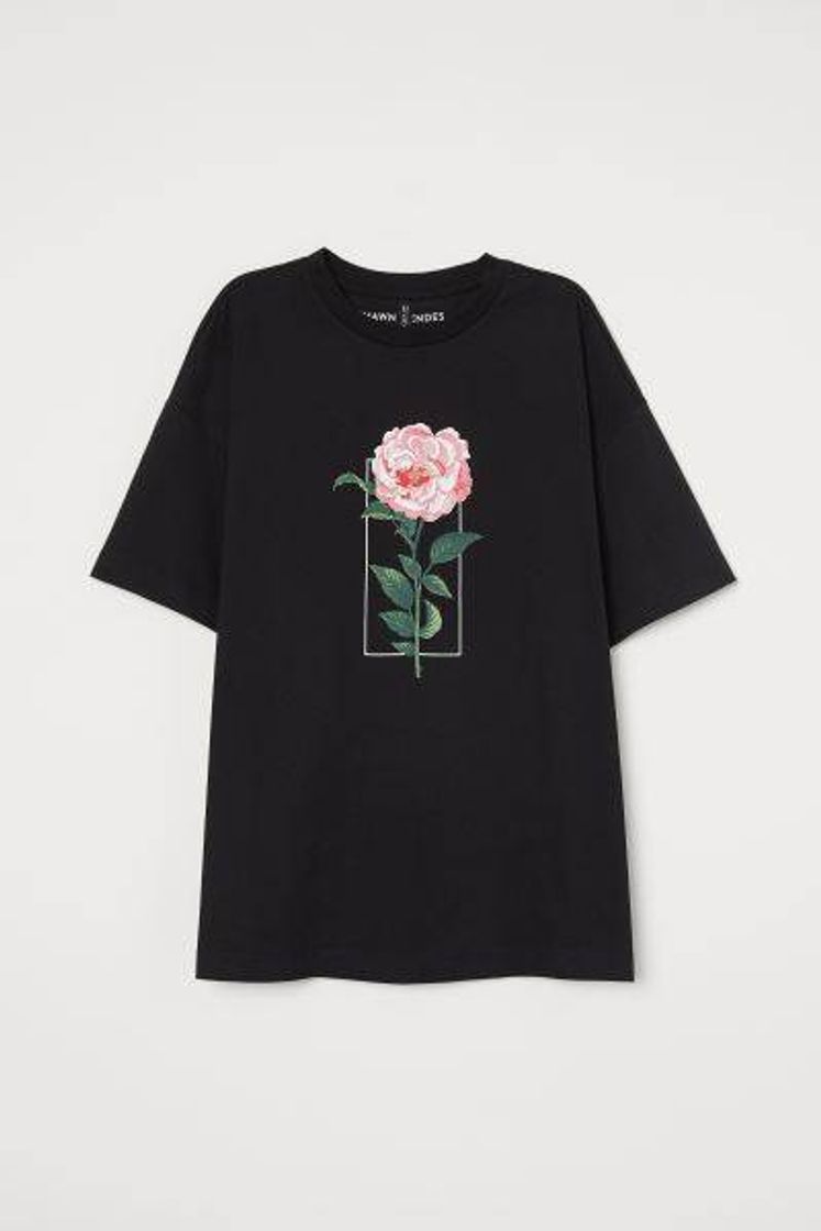 Social Playera negra de corte recto