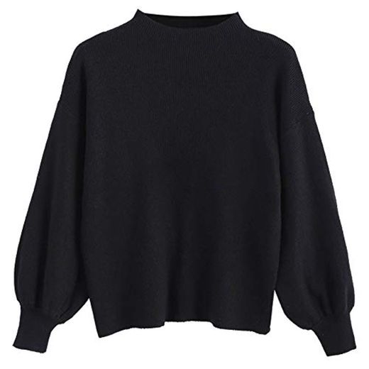 ZAFUL Jerséis Pullover Mangas Largas Color Liso Talla Unica para Mujer 2019