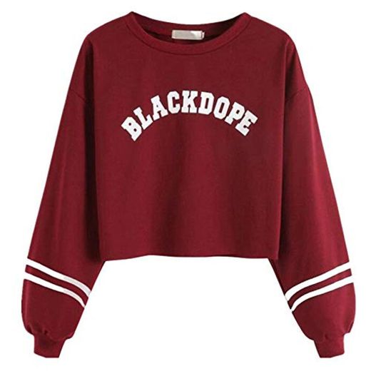 Mujer Sudaderas Cortas, Venmo 2017 Otoño BLACKDOPE Impresión Manga Larga Blusa Tops