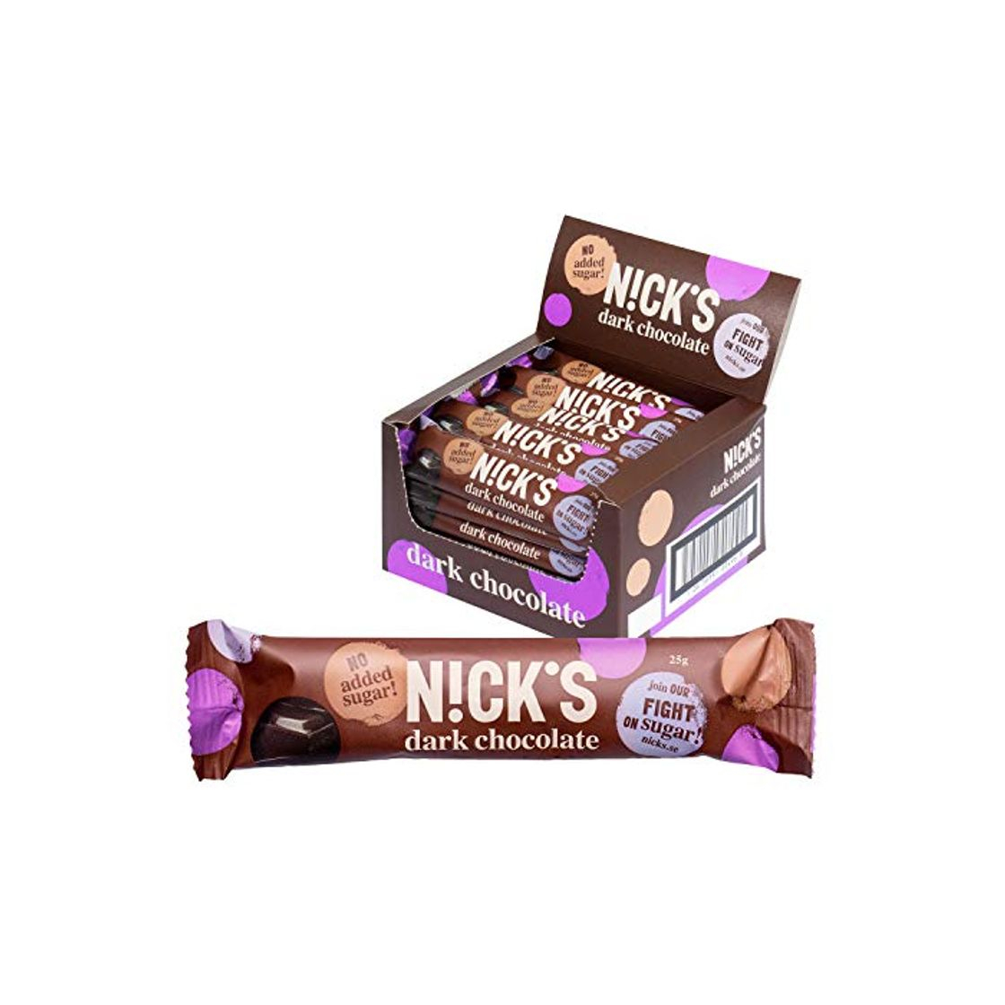 Producto NICKS Chocolate sin azúcar añadido 30 x 25g