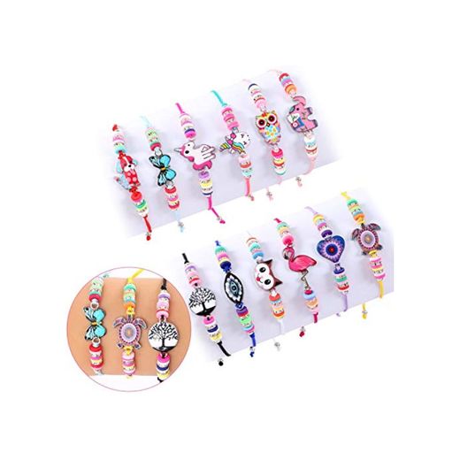 Tacobear 12 Piezas Pulsera Amistad Pulsera Niña Pulsera Unicornio Pulseras de Cuerda