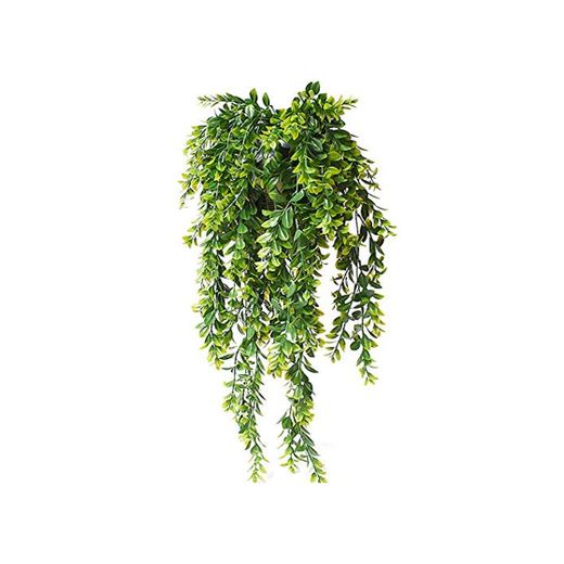 KingYH 2 Piezas 80cm Plantas Colgantes Artificiales Decoracion Hiedra Verde Plastica Falsa Follaje Vid para Decoración de Jardin en Casa Vertical Balcón Habitación Patio Colgar Cestas