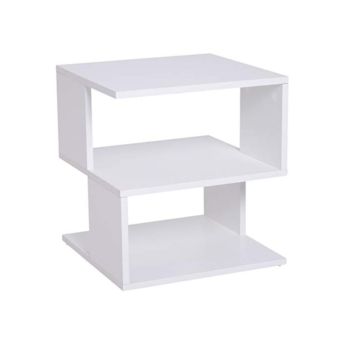 Products HOMCOM Mesilla de Centro Mesita de Noche Mesa de Café Té Mesita Auxiliar 2 Niveles para Salón Dormitorio Librería Estante de Almacenamiento 40x40x43cm Blanco