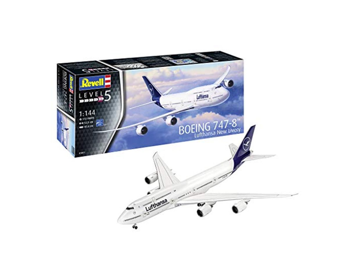 Producto Revell-03891 Boeing 747-8 Lufthansa New Livery, Kit Modelo, Escala 1:144, Color Blanco,