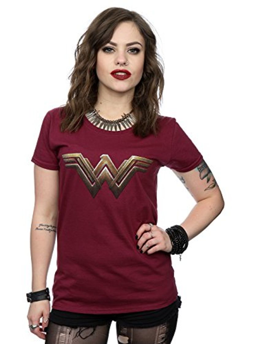 Fashion DC Comics mujer Wonder Woman Logo Camiseta Medium borgoña