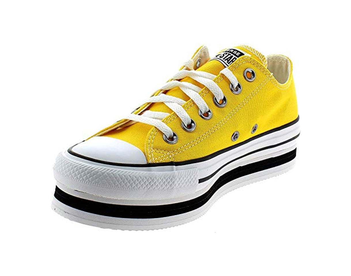 Moda Chuck Taylor All Star Platform Layer Bottom OX Zapatos Deportivos para MUIER Amarillo 567998C