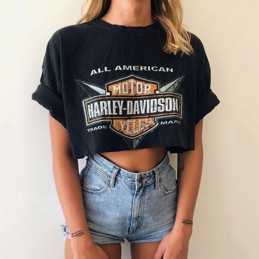 T-shirt Cropped Harley Davinson🖤
