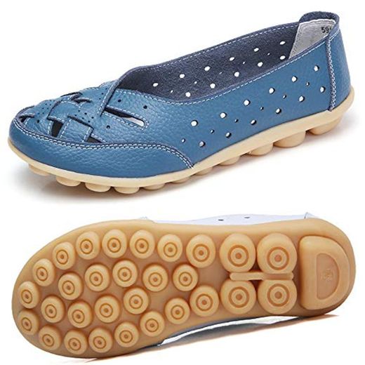 Mocasines para Mujer Ligero Loafers Casual Zapatillas Verano Zapatos del Barco Zapatos para Mujer Zapatos de Conducción Azul 36EU=36CN