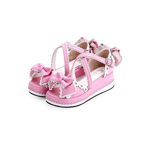 HHXXTTXS Sandalias de Verano Sandalias de Encaje Grueso Sandalias para niñas Zapatos de Cuero Zapatos Mary Jane de muñeca