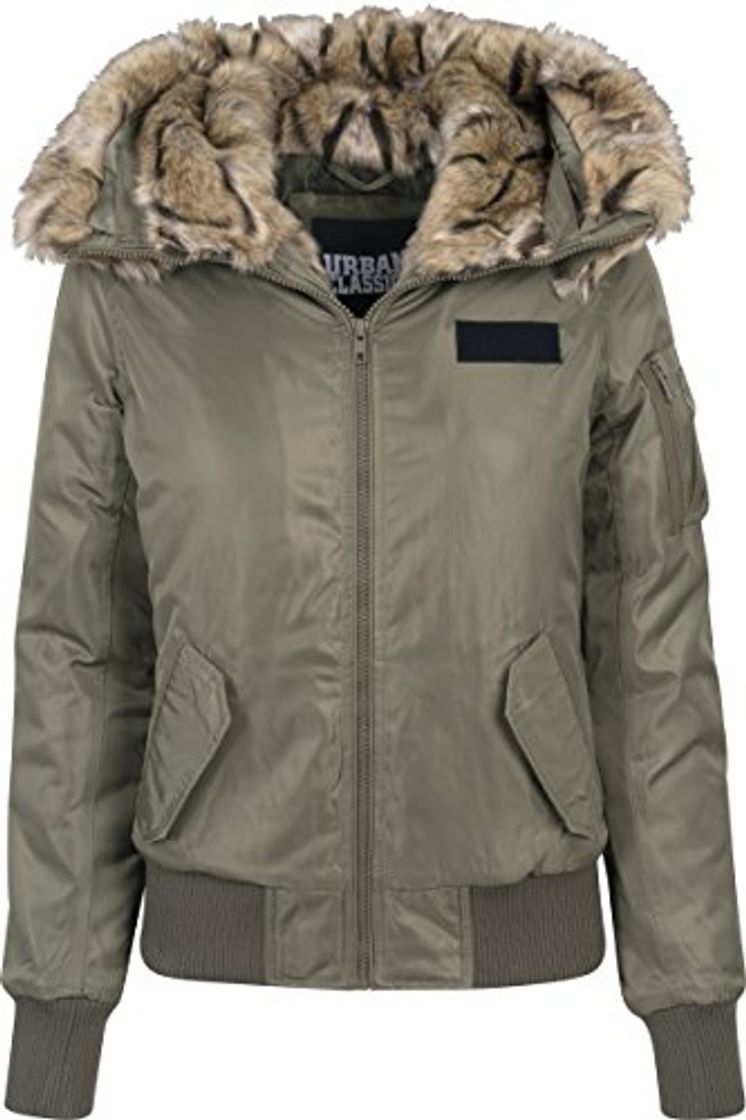 Products Urban Classics Ladies Imitation Fur Bomber Jacket Chaqueta, Verde