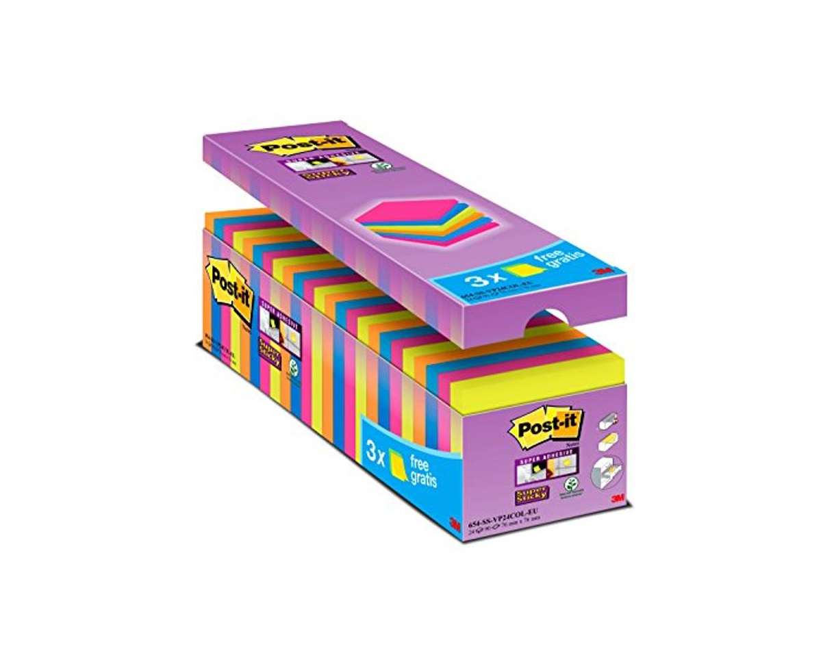 Social 3M Post-It 654-SS-VP24COL-EU - Pack de 24 x 90 notas adhesivas