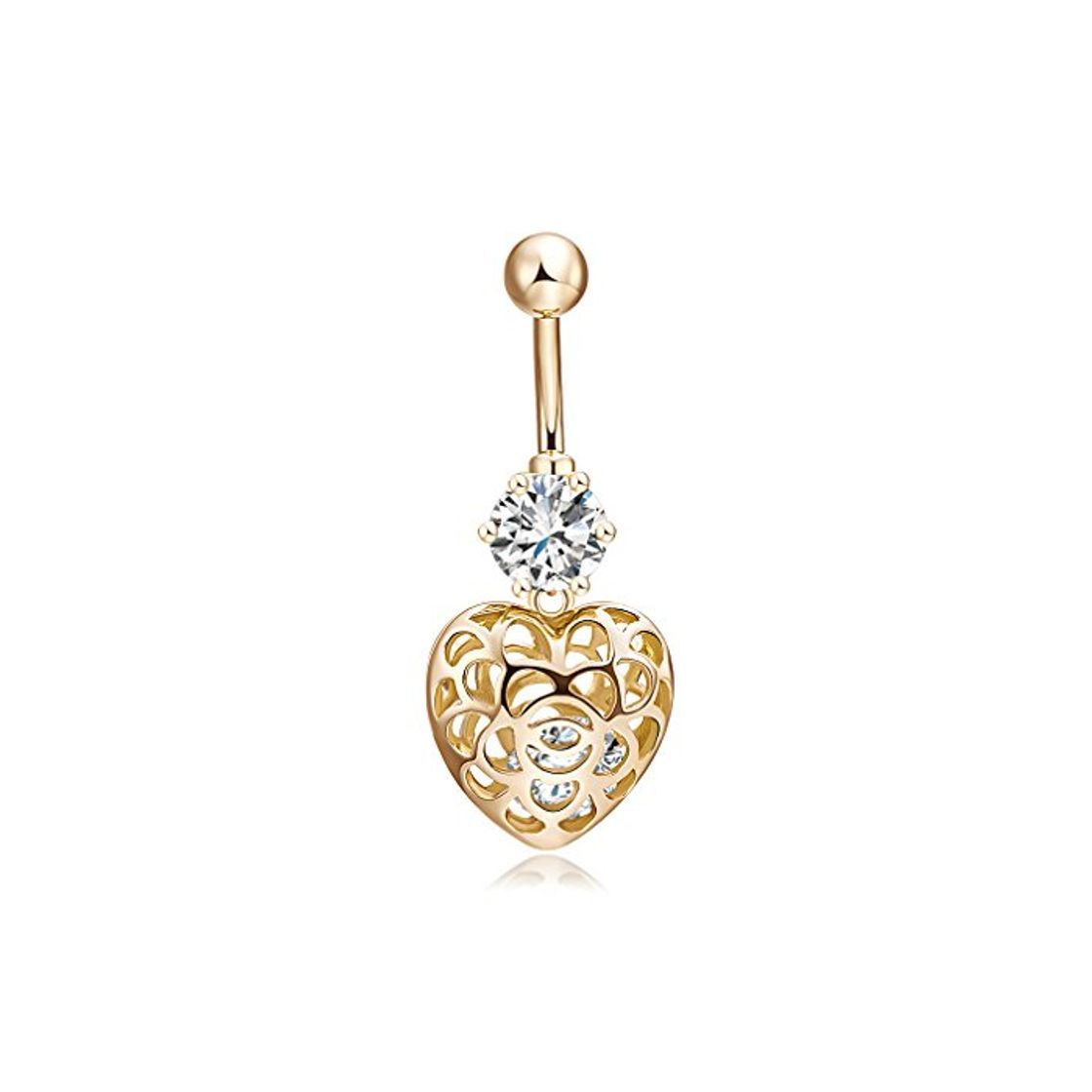 Productos YAZILIND Cuerpo Plateado Oro joyeria Sexy Zirconia cuelgan en Forma de Corazon Ombligo Moda Estilo Sexy Mujeres Joyeria Piercing del Cuerpo de Ombligo de Unas