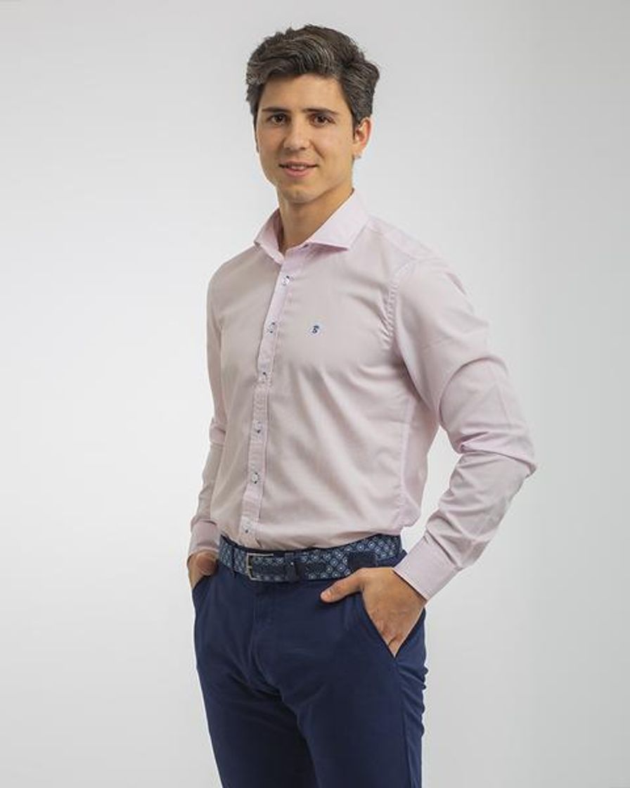 Moda Camisa Microraya Rosa para hombre