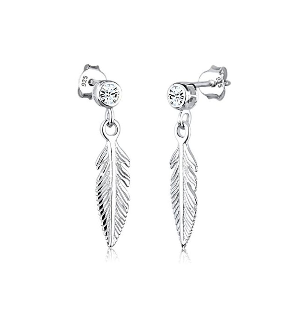 Product Elli Pendientes Boho de plumas de mujer con cristales de Swarovski® en plata esterlina 925