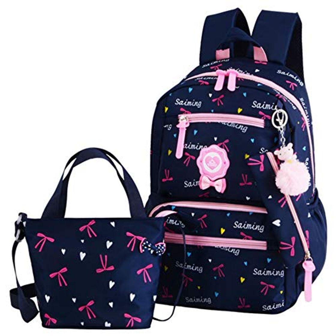 Fashion Bolsos de escuela de los niños Mochila para adolescentes a prueba de agua para niñas Juego 3 en 1 Bolsa para computadora portátil Primaria para estudiantes Mochila Bolso Monedero escolar informal Conj