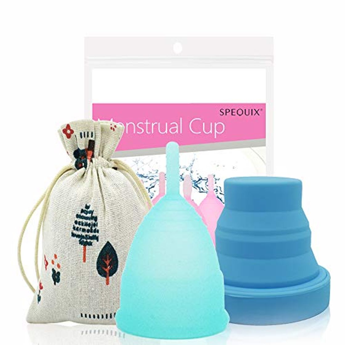 Product SPEQUIX 1 PCS Tamaño S Copa menstrual y 1 PCS Juego de taza esterilizante para mujeres Copas de higiene menstrual con copa plegable plegable de silicona