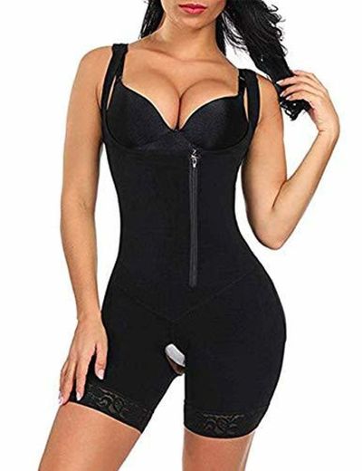 FeelinGirl Mujer Faja Reductora con Cinta Ajustable Corsé Bustier Ajustable Cremallera Shapewear