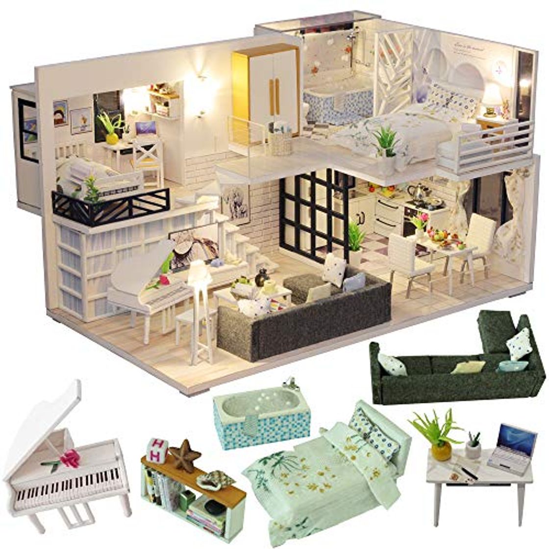 Social CUTEBEE Miniatura de la casa de muñecas con Muebles