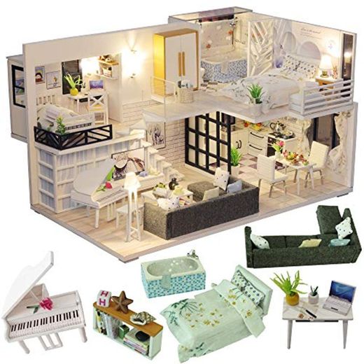 CUTEBEE Miniatura de la casa de muñecas con Muebles