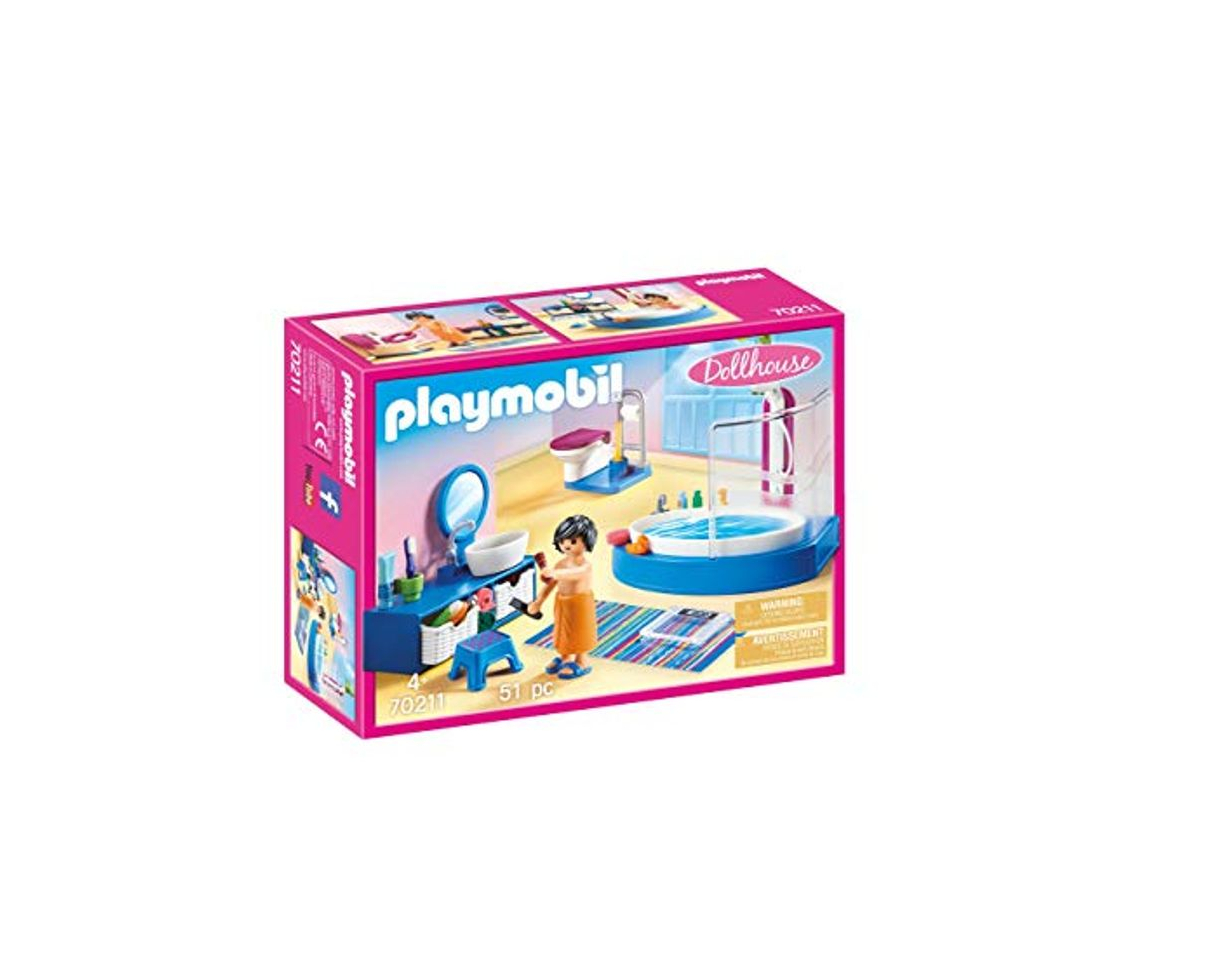 Social PLAYMOBIL PLAYMOBIL-70211 Dollhouse Baño, Multicolor, Talla única