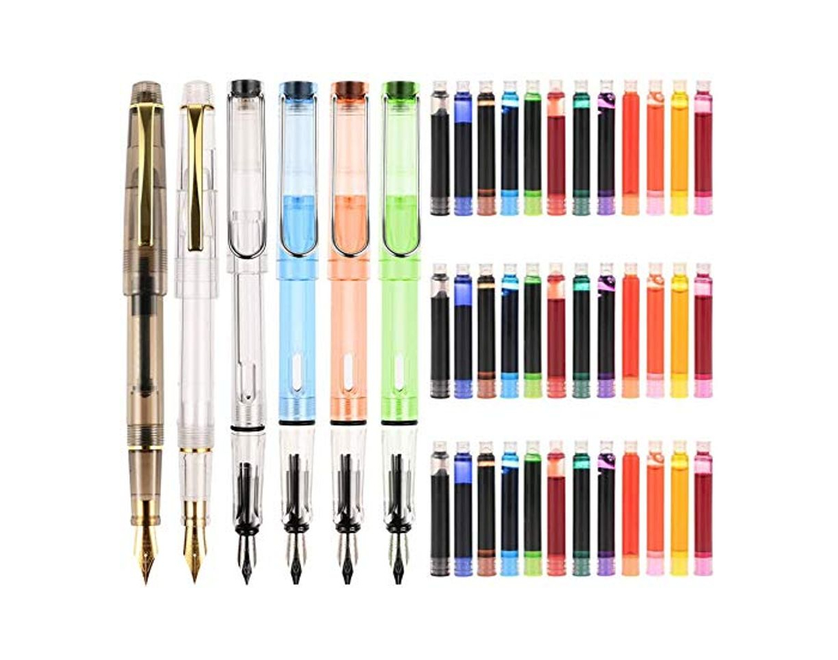 Social Goldge Pluma Estilográfica con 24 Cartuchos de Tinta，Pluma de escritura Perfecto Regalo