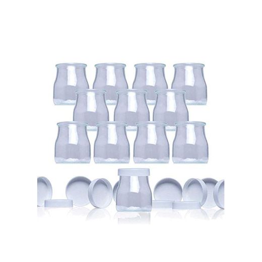 Vasos yogurtera de cristal con tapa pack de 12 botes para yogurtera