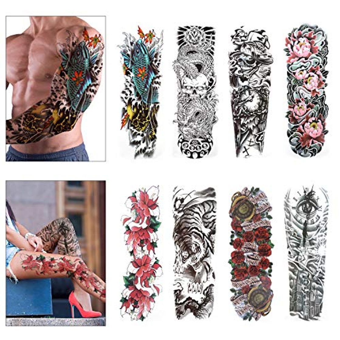 Producto Konsait Full Brazo tatuajes temporales, Grande Tatuaje Temporales Mangas tatuaje cuerpo pegatinas