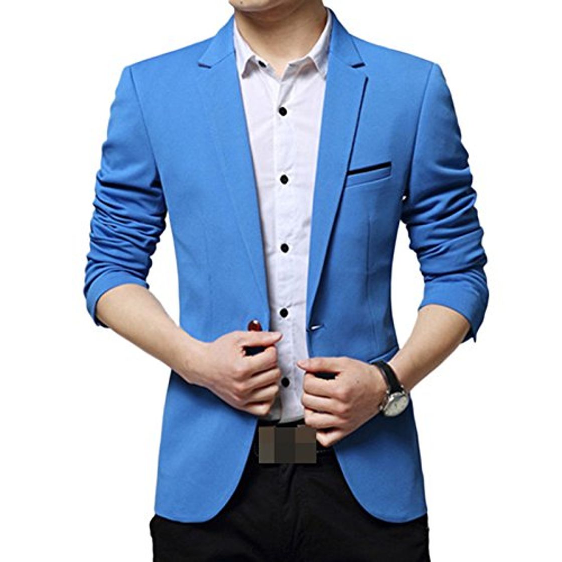 Product LEOCLOTHO Blazer Casual para Hombre Slim fit Chaquetas de Traje de Un Solo Pecho para Negocios Boda Ocio Azul XL