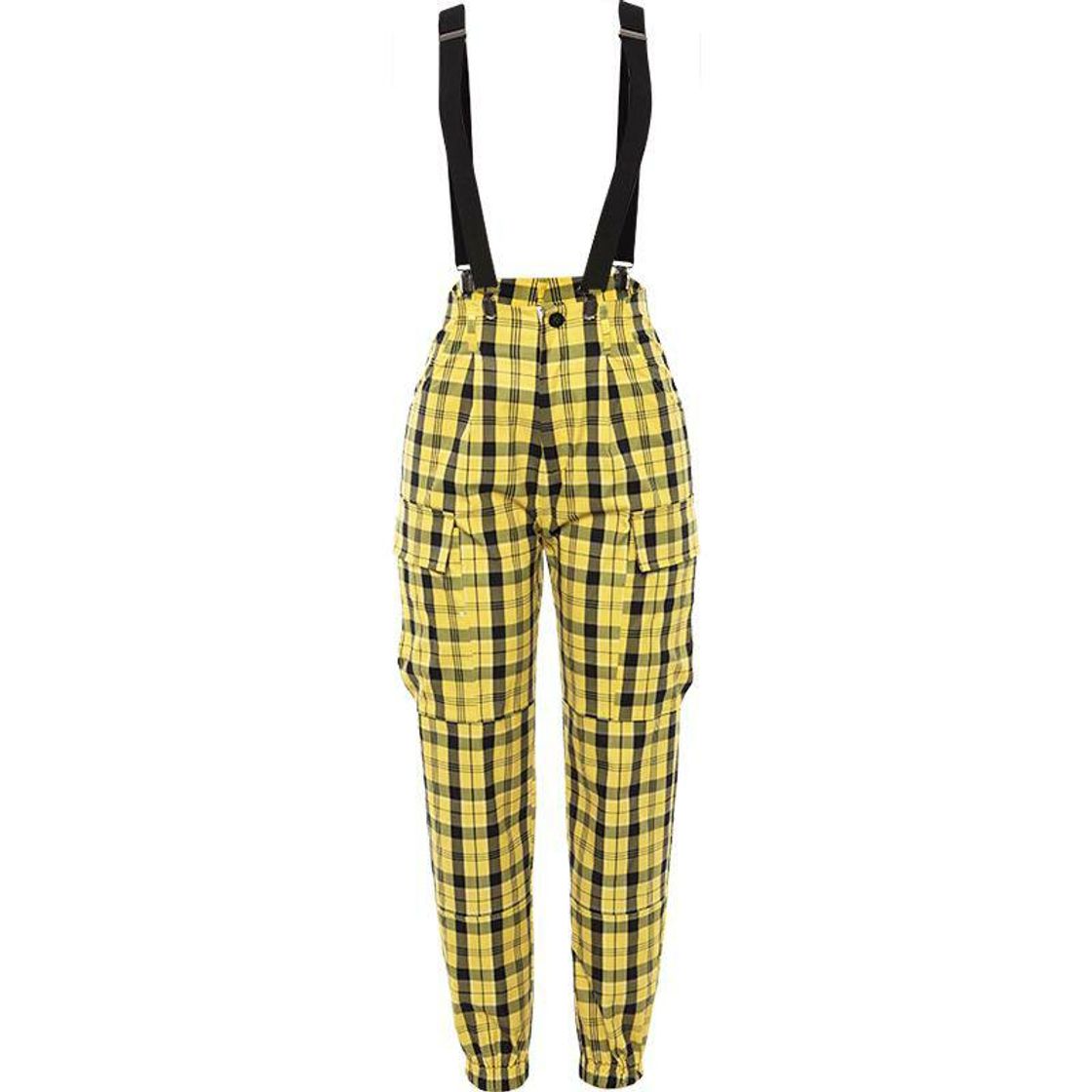 Moda Plaid strap pants