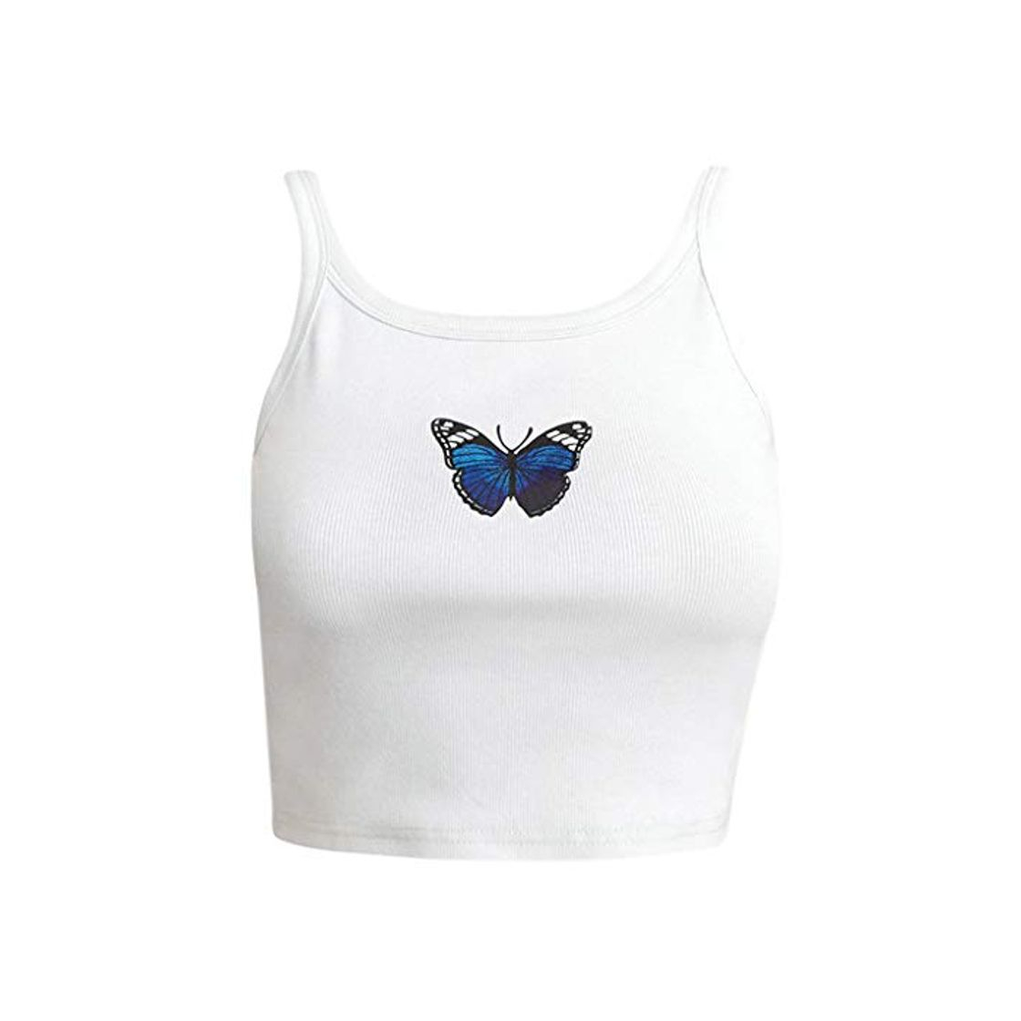 Products VAILANG Mujeres Sexy Halter Crop Top Mariposas Coloridas Sin Mangas Corto Chaleco