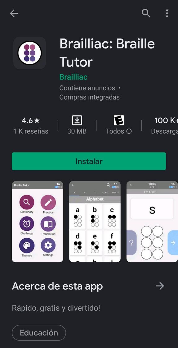 App Brailliac: Braille Tutor