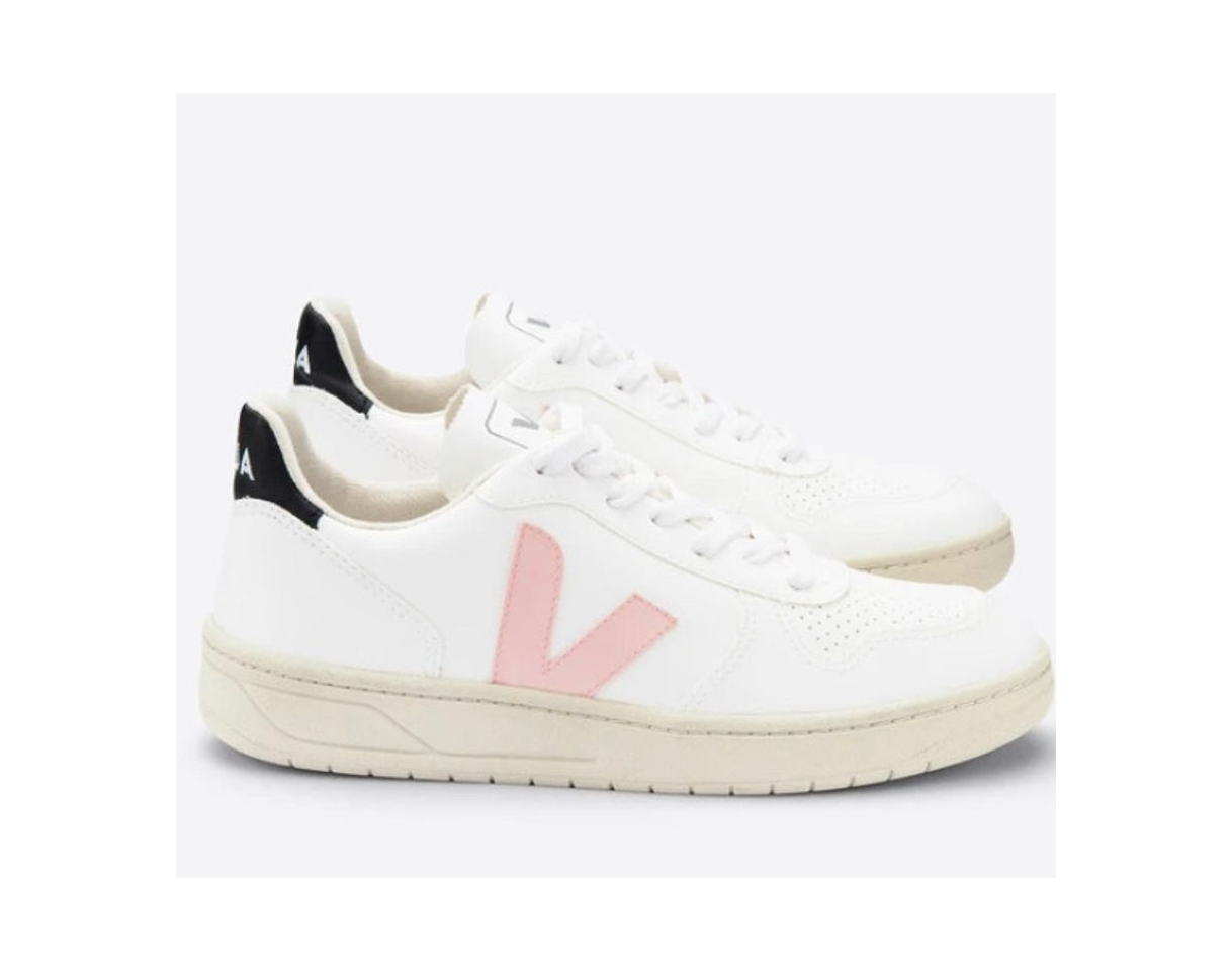 Product Zapatillas de piel con cordones v10 blanco/rosa Veja