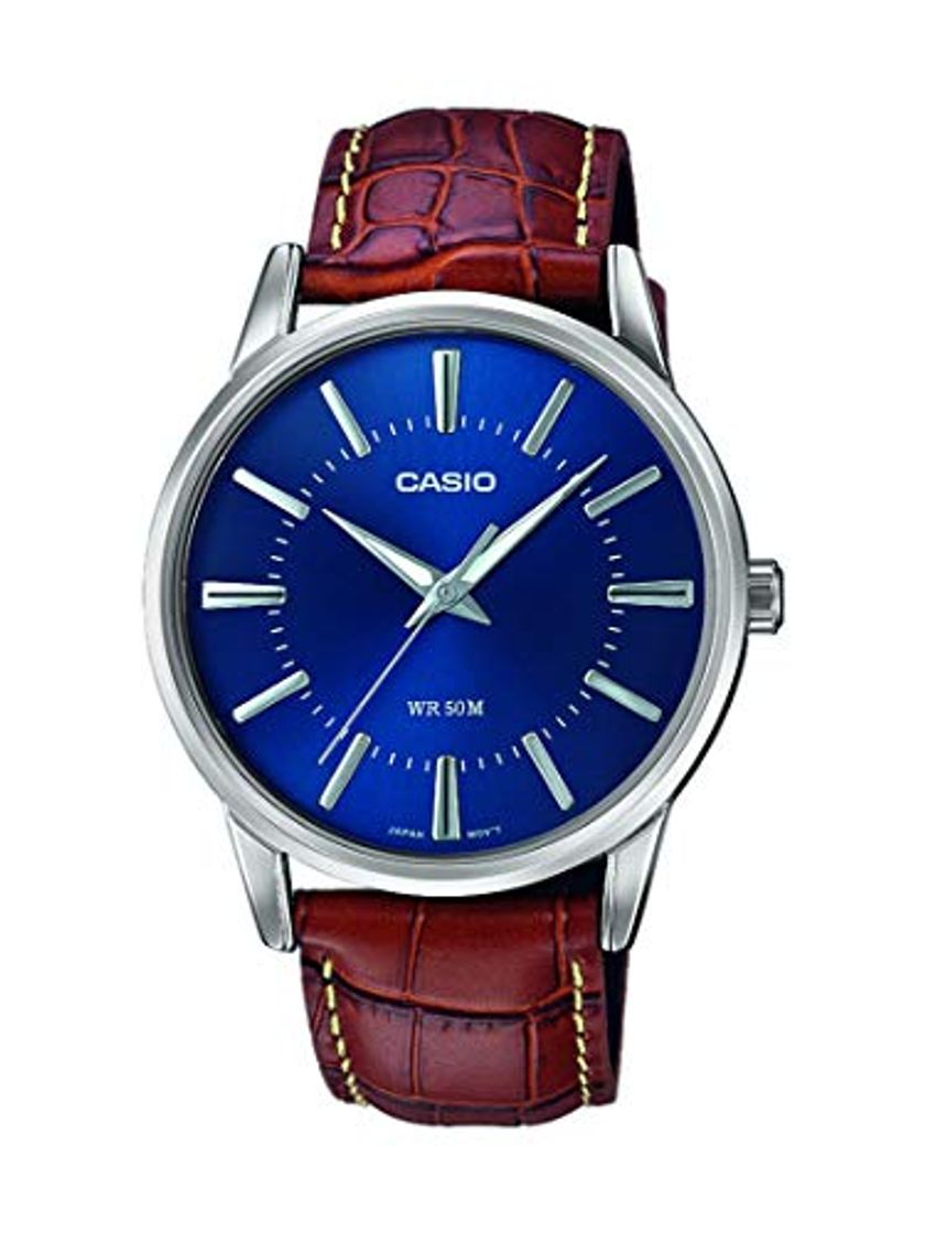 Moda Casio Reloj Analógico para Hombre de Cuarzo con Correa en Cuero MTP