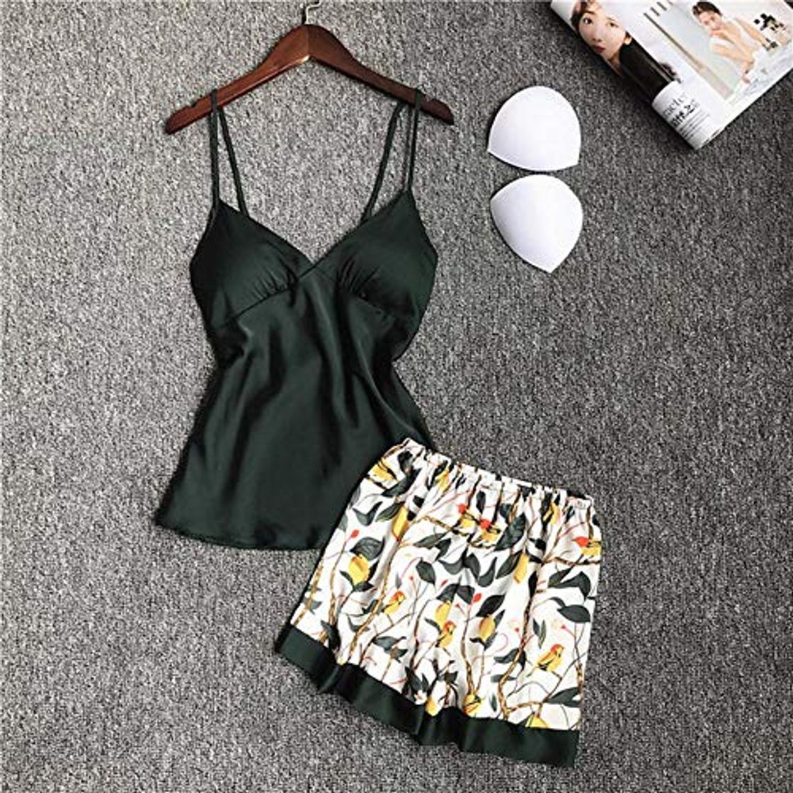 Fashion Finer Ladies Pyjamas Women Summer Print Pijamas Set Female Silk Satin Sleepwear