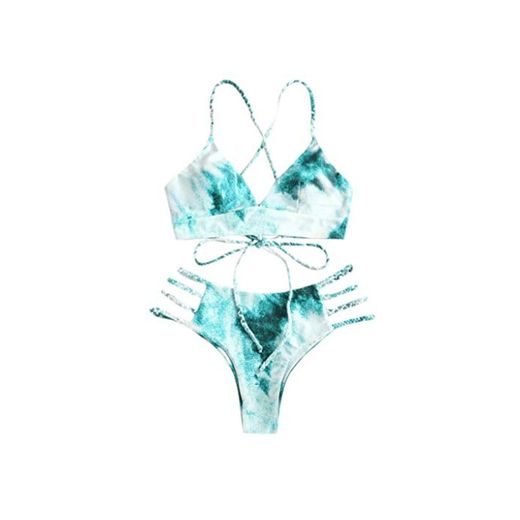 Sylar Bikinis Mujer 2020 Push Up con Relleno Conjunto de Bikini Vendaje para Mujer Vacaciones Tie Dye Traje de Baño 2 Piezas Acolchado Sujetador Bañadores Ahuecar Biquinis Braguitas S