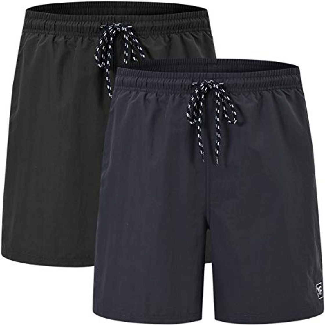 Fashion JINSHI Hombre Bañadores Pantalones Cortos de Playa Bermuda Shorts con Forro Negro