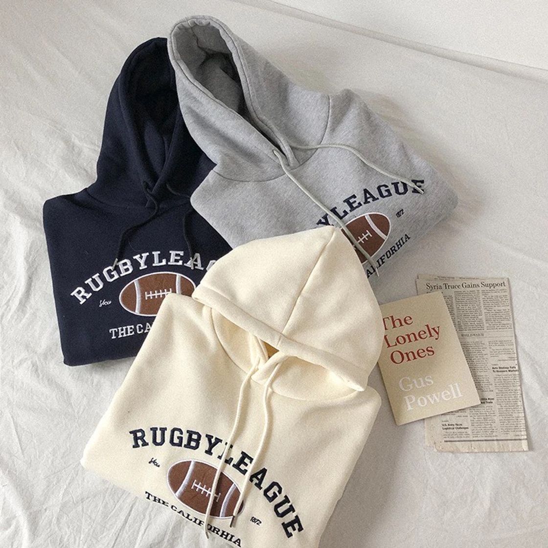 Fashion Sudadera con capucha de lana rugby