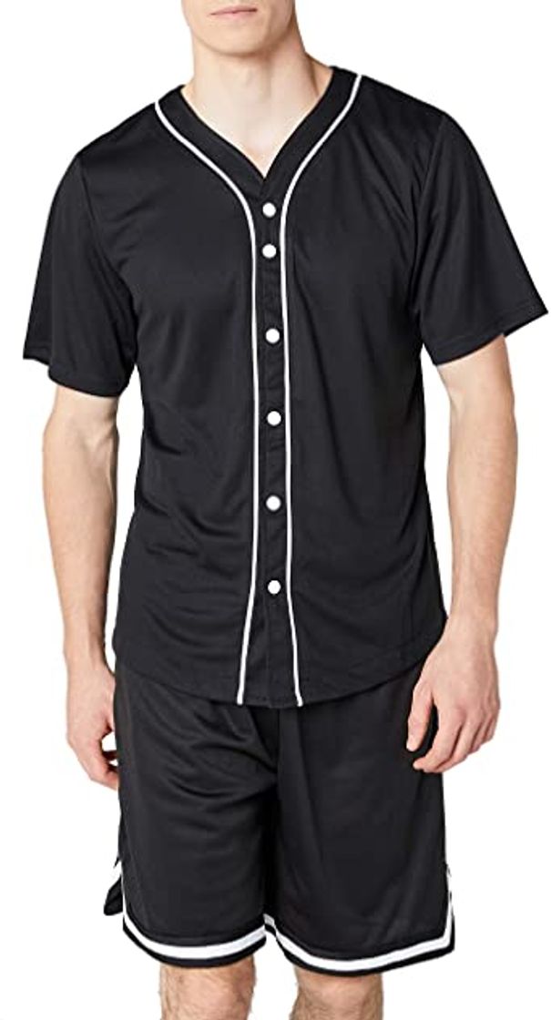 Social Urban Classics Camiseta Baseball Mesh Jersey con Botones a Presión con Vivos