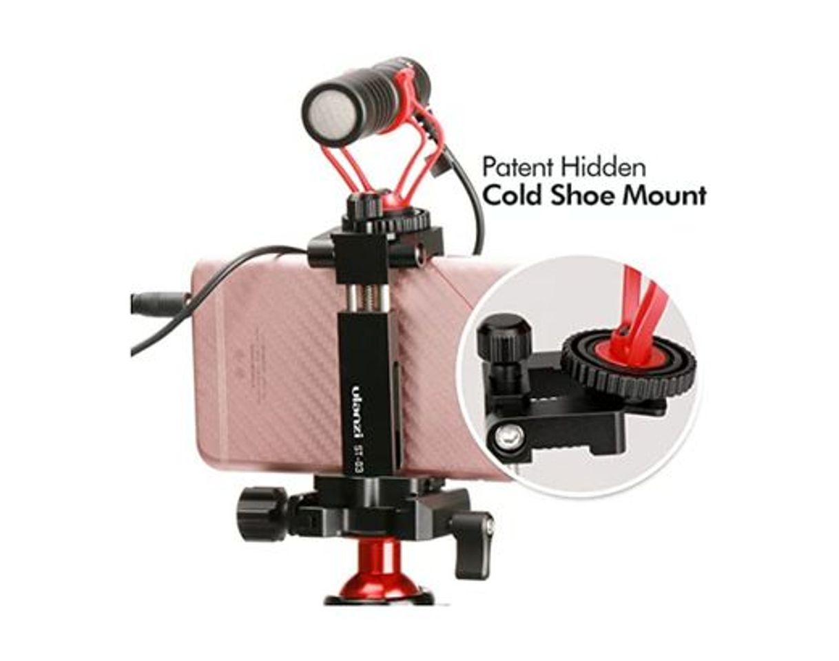 Products Ulanzi ST-03 Phone Clip Metal Smartphone Tripod Mount Adapter with Cold Shoe